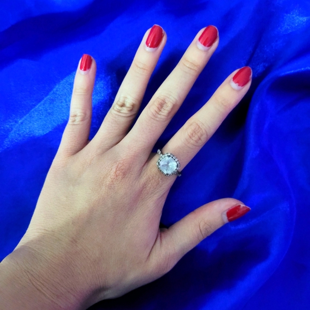 Sterling sliver crystal ring